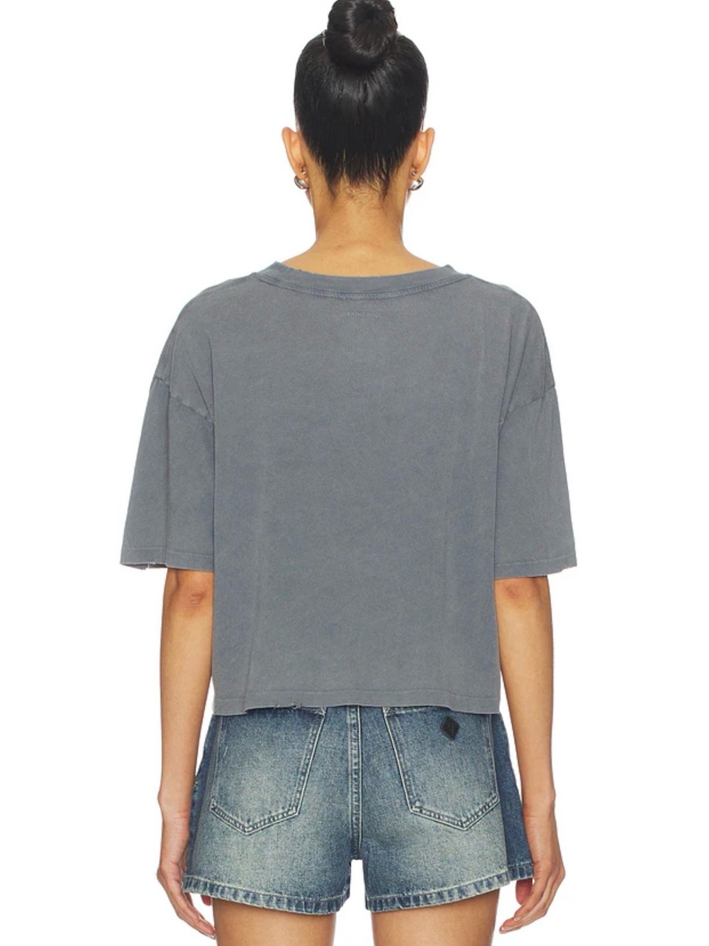 🤩 MUST HAVE!! Anine Bing Johnny Cropped Washed Gray 'Los Angeles' Graphic Tee - Picture 3 of 7